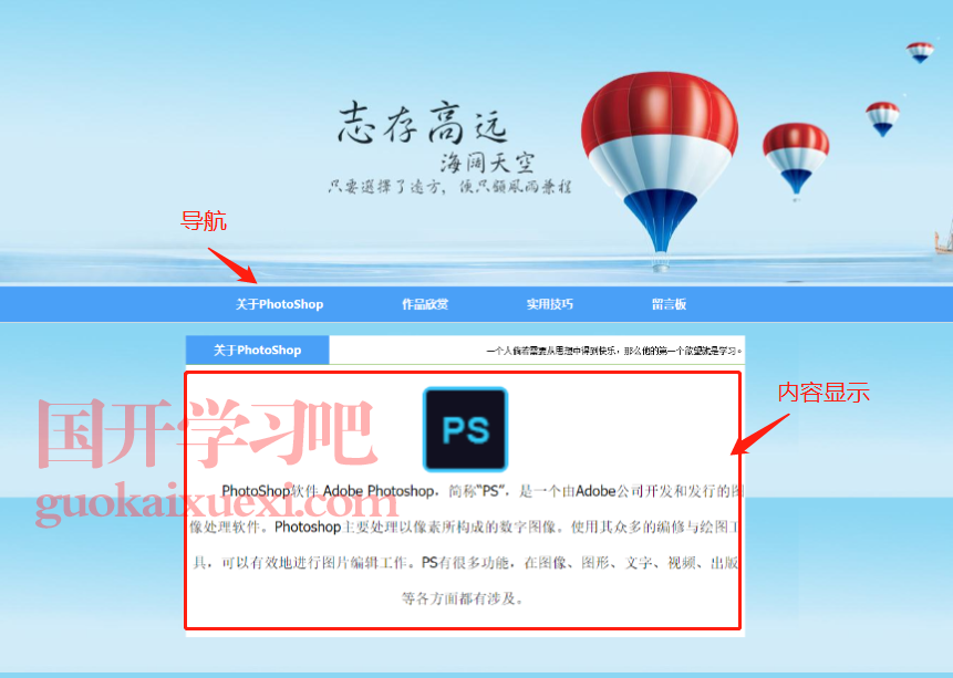 Photoshop学习网网站布局结构图.png